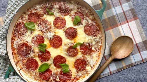 Baked Pizza Orzo Skillet