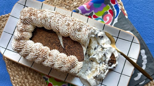 Chocolate Crunch Ribbon Ice Cream Cake